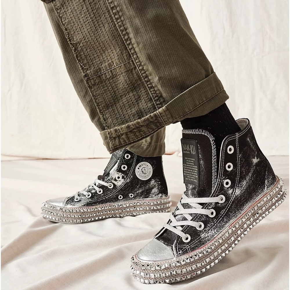 Previously Worn Nan-Ku Free People Studded Hi Top Sneakers Size US 11 EU 41